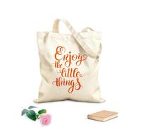 AILOONG Polyester Cotton Storage bags 340g/m² thick fabric modern calligraphy positive quote enjoy the little Customizable slogan