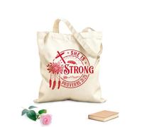 AILOONG Polyester Cotton Storage bags 340g/m² thick fabric she is strong proverbs gift jesus Customizable slogan