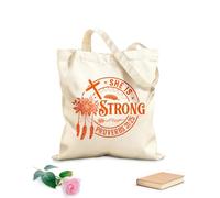 AILOONG Polyester Cotton Storage bags 340g/m² thick fabric she is strong proverbs gift jesus Customizable slogan