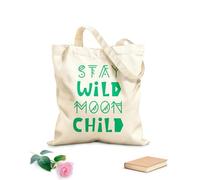 AILOONG Polyester Cotton Storage bags 340g/m² thick fabric stay wild moon child inspirational kids poster Customizable slogan