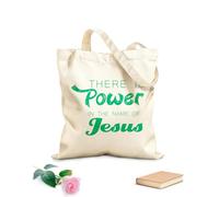 AILOONG Polyester Cotton Storage bags 340g/m² thick fabric there is power in name jesus Customizable slogan