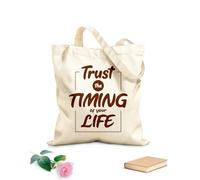 AILOONG Polyester Cotton Storage bags 340g/m² thick fabric trust the timing of your life christian quotes Customizable slogan
