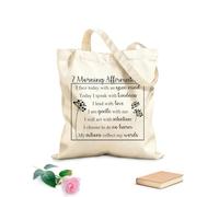 AILOONG Polyester Cotton Storage bags 7 Morning Affirmations, face Today with Open Mind, Lead with Love, My Actions Reflect My Words 340g/m² thick fabric Customizable slogan