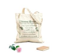 AILOONG Polyester Cotton Storage bags 7 Morning Affirmations, face Today with Open Mind, Lead with Love, My Actions Reflect My Words 340g/m² thick fabric Customizable slogan
