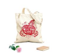 AILOONG Polyester Cotton Storage bags an apple a day ke the doctor away motivational 340g/m² thick fabric Customizable slogan