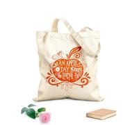 AILOONG Polyester Cotton Storage bags an apple a day ke the doctor away motivational 340g/m² thick fabric Customizable slogan