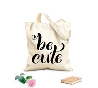 AILOONG Polyester Cotton Storage bags be creative happy friendly and curious hand 12 oz thick fabric Customizable slogan 35x40cm Large