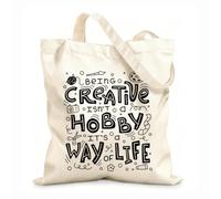 AILOONG Polyester Cotton Storage bags being creative is not a hobby it way of life 12 oz thick fabric Customizable slogan 31x36cm Medium