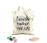 AILOONG Polyester Cotton Storage bags being creative is not a hobby it way of life 12 oz thick fabric Customizable slogan 35x40cm Large
