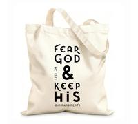 AILOONG Polyester Cotton Storage bags bible quote fear god and keep his commandments 12 oz thick fabric Customizable slogan 25x30cm Small