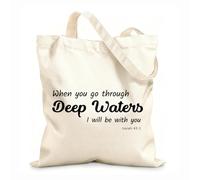 AILOONG Polyester Cotton Storage bags bible verse design i will be with you 12 oz thick fabric Customizable slogan 31x36cm Medium