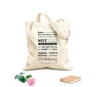 AILOONG Polyester Cotton Storage bags biblical phrase from 1 corinthians 138 love never 12 oz thick fabric Customizable slogan 35x40cm Large