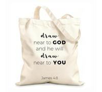 AILOONG Polyester Cotton Storage bags biblical phrase from epistle of james 48 draw 12 oz thick fabric Customizable slogan 31x36cm Medium