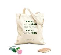 AILOONG Polyester Cotton Storage bags biblical phrase from epistle of james 48 draw 340g/m² thick fabric Customizable slogan