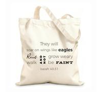 AILOONG Polyester Cotton Storage bags biblical phrase from isaiah they will soar 12 oz thick fabric Customizable slogan 25x30cm Small