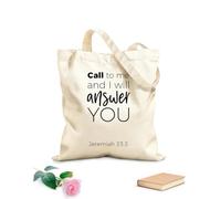 AILOONG Polyester Cotton Storage bags biblical phrase from jeremiah call to me and i 12 oz thick fabric Customizable slogan 25x30cm Small