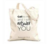 AILOONG Polyester Cotton Storage bags biblical phrase from jeremiah call to me and i 12 oz thick fabric Customizable slogan 31x36cm Medium