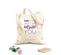 AILOONG Polyester Cotton Storage bags biblical phrase from jeremiah call to me and i 340g/m² thick fabric Customizable slogan