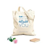 AILOONG Polyester Cotton Storage bags biblical phrase from jeremiah call to me and i 340g/m² thick fabric Customizable slogan