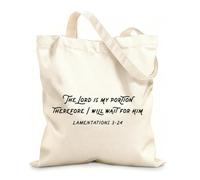 AILOONG Polyester Cotton Storage bags biblical phrase from lamentations the lord is my 12 oz thick fabric Customizable slogan 31x36cm Medium