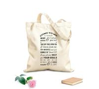 AILOONG Polyester Cotton Storage bags biblical phrase from matthew gospel come to me 12 oz thick fabric Customizable slogan 25x30cm Small
