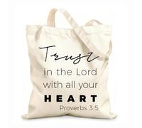AILOONG Polyester Cotton Storage bags biblical phrase from proverbs trust in the lord 12 oz thick fabric Customizable slogan 25x30cm Small