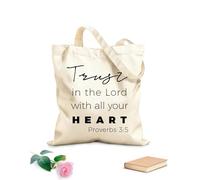 AILOONG Polyester Cotton Storage bags biblical phrase from proverbs trust in the lord 12 oz thick fabric Customizable slogan 31x36cm Medium