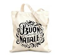 AILOONG Polyester Cotton Storage bags Buon Natale 12 oz thick fabric Customizable slogan 31x36cm Medium