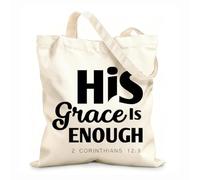AILOONG Polyester Cotton Storage bags christian faith his grace is enough 12 oz thick fabric Customizable slogan 25x30cm Small