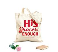 AILOONG Polyester Cotton Storage bags christian faith his grace is enough 340g/m² thick fabric Customizable slogan