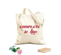 AILOONG Polyester Cotton Storage bags christian quote complete in him 340g/m² thick fabric Customizable slogan
