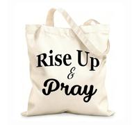 AILOONG Polyester Cotton Storage bags christian quote rise up and pray 12 oz thick fabric Customizable slogan 35x40cm Large