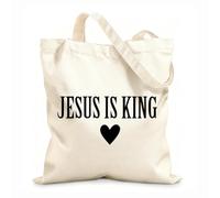 AILOONG Polyester Cotton Storage bags christian saying jesus is king 12 oz thick fabric Customizable slogan 31x36cm Medium