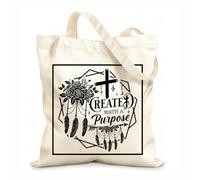 AILOONG Polyester Cotton Storage bags created with a purpose jesus christ 12 oz thick fabric Customizable slogan 31x36cm Medium