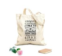 AILOONG Polyester Cotton Storage bags crochet quote and saying course i talk to myself 12 oz thick fabric Customizable slogan 35x40cm Large