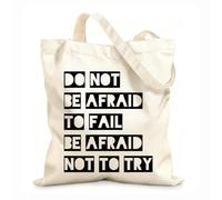 AILOONG Polyester Cotton Storage bags Do Not Be Afraid To Fail Try 12 oz thick fabric Customizable slogan 35x40cm Large