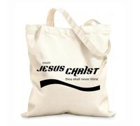 AILOONG Polyester Cotton Storage bags enjoy jesus christ thou shall never thirst 12 oz thick fabric Customizable slogan 31x36cm Medium