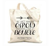 AILOONG Polyester Cotton Storage bags hand lettering be not afraid only believe 12 oz thick fabric Customizable slogan 35x40cm Large