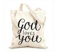 AILOONG Polyester Cotton Storage bags hand lettering christian quotes god bless 12 oz thick fabric Customizable slogan 25x30cm Small