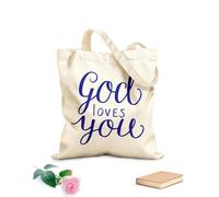 AILOONG Polyester Cotton Storage bags hand lettering christian quotes god bless 340g/m² thick fabric Customizable slogan