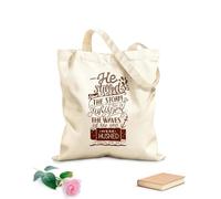 AILOONG Polyester Cotton Storage bags hand lettering he stilled the storm to a whisper 340g/m² thick fabric Customizable slogan