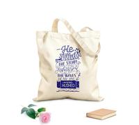 AILOONG Polyester Cotton Storage bags hand lettering he stilled the storm to a whisper 340g/m² thick fabric Customizable slogan