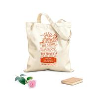 AILOONG Polyester Cotton Storage bags hand lettering he stilled the storm to a whisper 340g/m² thick fabric Customizable slogan