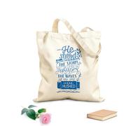 AILOONG Polyester Cotton Storage bags hand lettering he stilled the storm to a whisper 340g/m² thick fabric Customizable slogan
