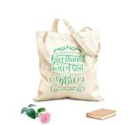 AILOONG Polyester Cotton Storage bags hand lettering in everything give thanks on 340g/m² thick fabric Customizable slogan