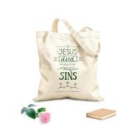 AILOONG Polyester Cotton Storage bags hand lettering jesus died 340g/m² thick fabric Customizable slogan