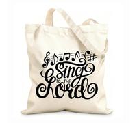 AILOONG Polyester Cotton Storage bags hand lettering sing to the lord made on 12 oz thick fabric Customizable slogan 31x36cm Medium