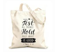 AILOONG Polyester Cotton Storage bags hand lettering test all things hold fast what 12 oz thick fabric Customizable slogan 31x36cm Medium