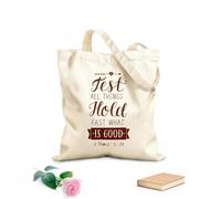 AILOONG Polyester Cotton Storage bags hand lettering test all things hold fast what 340g/m² thick fabric Customizable slogan