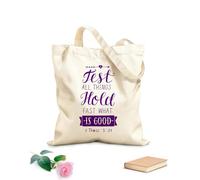 AILOONG Polyester Cotton Storage bags hand lettering test all things hold fast what 340g/m² thick fabric Customizable slogan